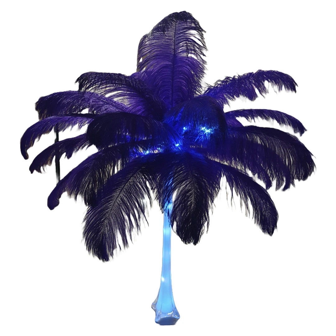 Feathers Centrepiece with Tall White Eiffel Vase