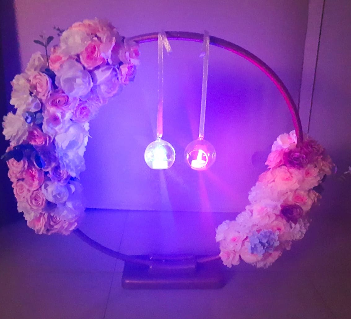circle flower decoration, supplies for party, party supplies in Australia, neon party ideas, led decoration for party, led supplies for rent in Adelaide