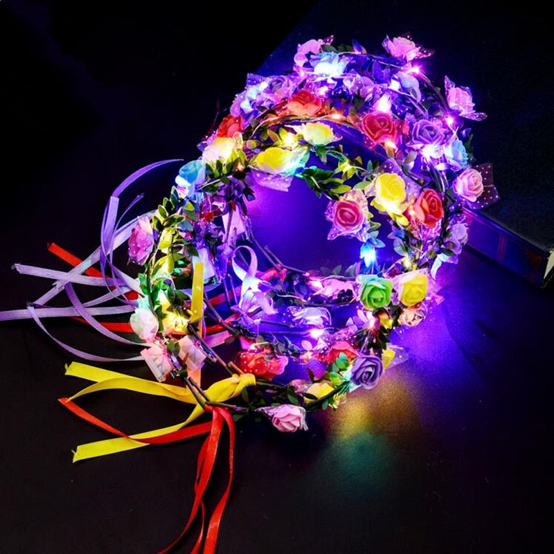 LED flower crown, LED Headband for party, crown with led lightning for party, supplies for party in Australia, neon party ideas, party decoration in Adelaide