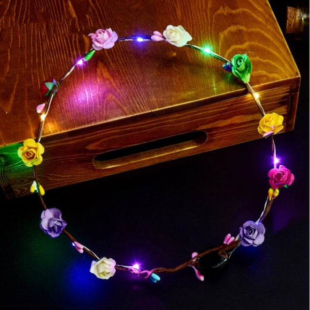 LED flower crown, LED Headband for party, crown with led lightning for party, supplies for party in Australia, neon party ideas, party decoration in Adelaide