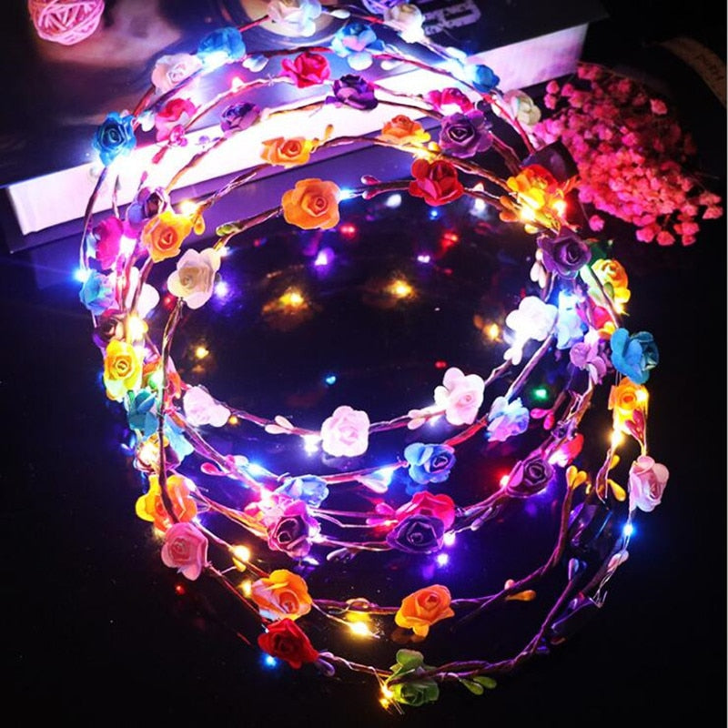 LED flower crown, LED Headband for party, crown with led lightning for party, supplies for party in Australia, neon party ideas, party decoration in Adelaide